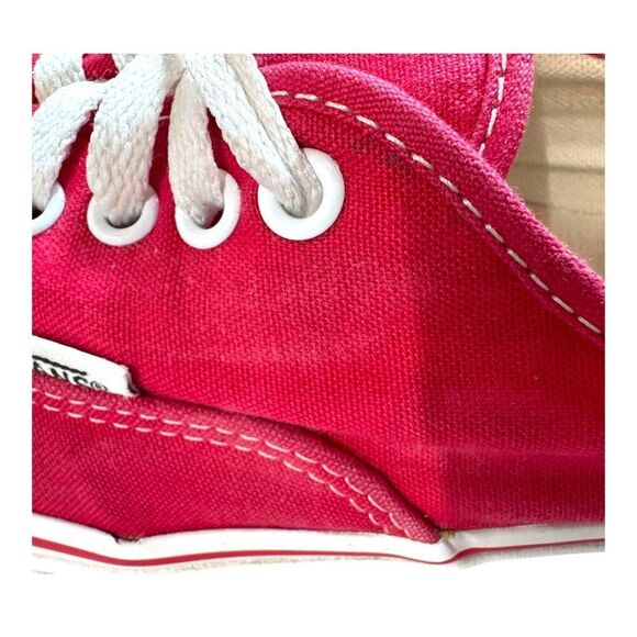 Vans Off The Wall Mens US 12 Red Canvas Lace-Up Sneakers Classic White Soles SEE - Picture 8 of 16